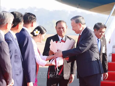 Tổng Bí thư Tô Lâm đến thủ đô Viêng Chăn, bắt đầu thăm cấp Nhà nước tới Lào