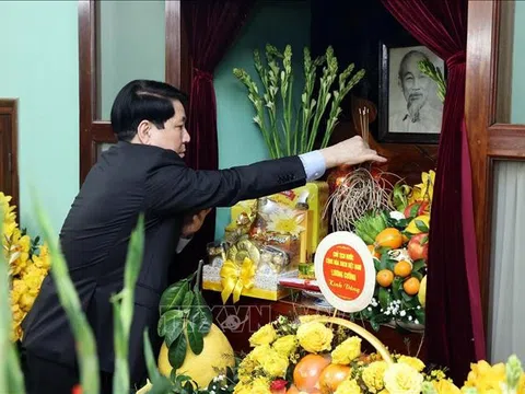 Chủ tịch nước Lương Cường dâng hương tưởng niệm Chủ tịch Hồ Chí Minh