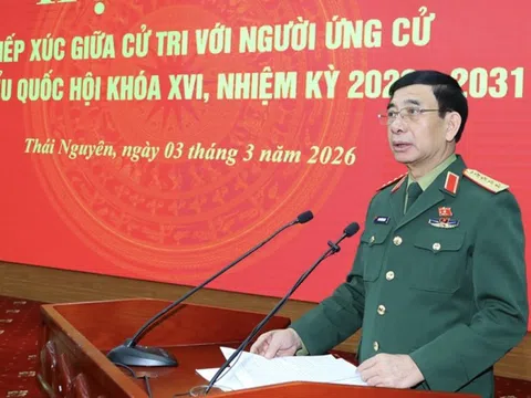 Đại tướng Phan Văn Giang tiếp xúc cử tri tại tỉnh Thái Nguyên