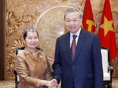 Tổng Bí thư Tô Lâm tiếp Đoàn đại biểu Hội đồng Quốc gia Mặt trận Đoàn kết Phát triển Tổ quốc Campuchia