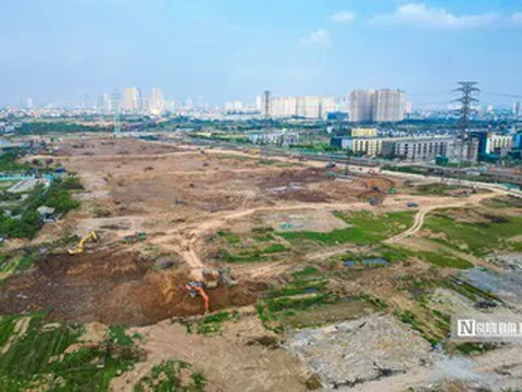 Toàn cảnh thi công hồ điều hoà phía Tây Hà Nội