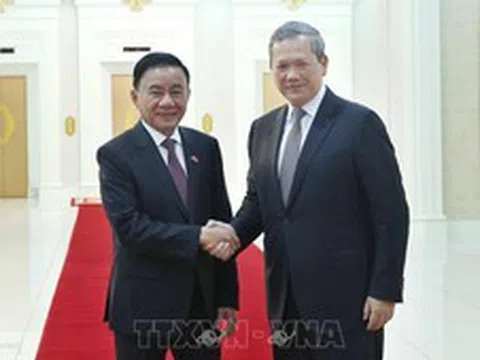 Thường trực Ban Bí thư Trần Cẩm Tú hội kiến Thủ tướng Campuchia Hun Manet