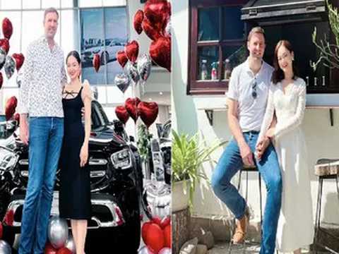 Diễn viên Lan Phương và chồng tây cao 2m thông báo tin vui