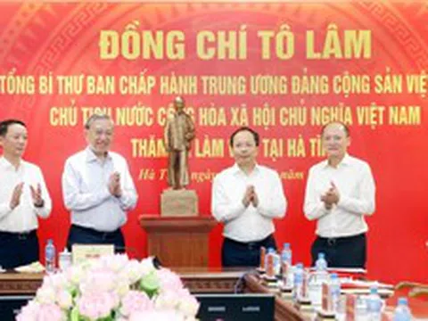 Tổng Bí thư, Chủ tịch nước Tô Lâm: Hà Tĩnh khơi dậy khát vọng phát triển, quyết tâm đạt mục tiêu tăng trưởng nhanh, bền vững