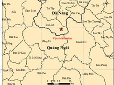 Liên tiếp xảy ra 5 trận động đất ở Đà Nẵng và Quảng Ngãi