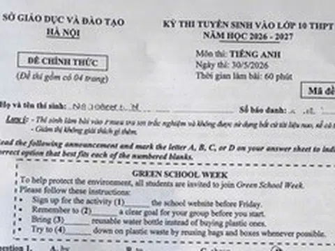 Đáp án môn tiếng Anh thi vào lớp 10 Hà Nội