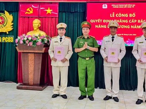 Thăng cấp bậc hàm, nâng bậc lương cho 73 cán bộ, chiến sĩ Công an Đồng Nai