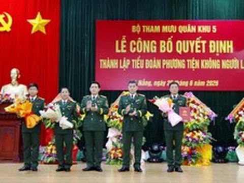 Thành lập Tiểu đoàn Phương tiện không người lái thuộc Bộ Tham mưu Quân khu 5