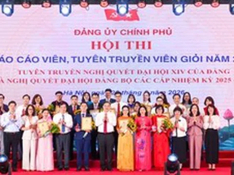 Trao giải Hội thi báo cáo viên, tuyên truyền viên giỏi Đảng bộ Chính phủ năm 2026