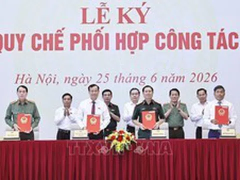Chủ tịch Quốc hội chứng kiến ký quy chế phối hợp công tác quốc phòng, an ninh và đối ngoại