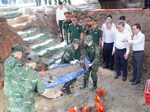 Tiếp tục quy tập thêm 3 bộ hài cốt liệt sĩ, nâng tổng số lên 96 bộ tại công viên Lê Thị Riêng