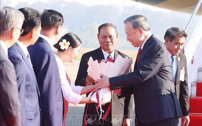 Tổng Bí thư Tô Lâm đến thủ đô Viêng Chăn, bắt đầu thăm cấp Nhà nước tới Lào